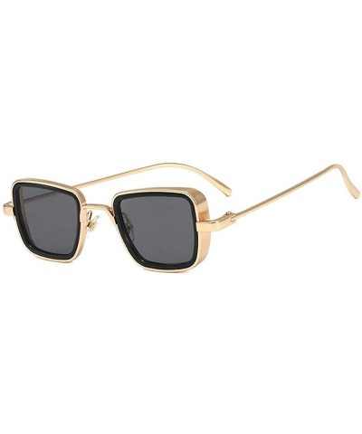 Small Square Punk Style Sunglasses Metal Frame glasses male Fashion Mens Goggle - Gold Grey - CK18XNGYCMS $7.75 Goggle