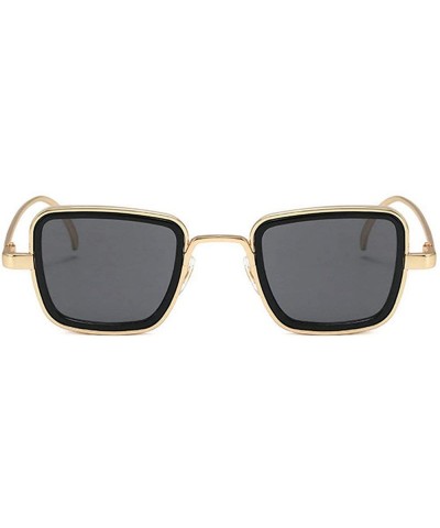 Small Square Punk Style Sunglasses Metal Frame glasses male Fashion Mens Goggle - Gold Grey - CK18XNGYCMS $7.75 Goggle