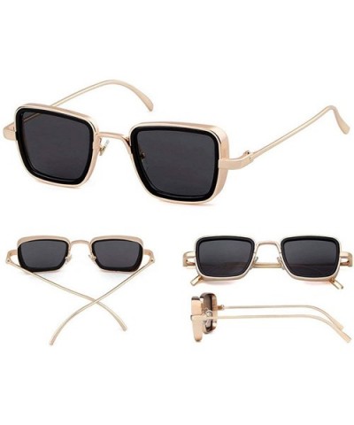 Small Square Punk Style Sunglasses Metal Frame glasses male Fashion Mens Goggle - Gold Grey - CK18XNGYCMS $7.75 Goggle