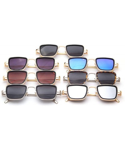 Small Square Punk Style Sunglasses Metal Frame glasses male Fashion Mens Goggle - Gold Grey - CK18XNGYCMS $7.75 Goggle