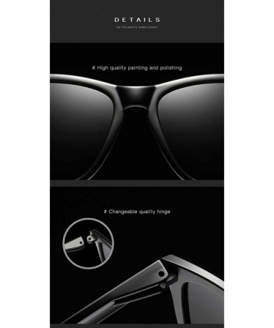 Sunglasses for Men and Women Classic Polarzied Composite Lens Square Driving Sun glasses - Black/Grey - C4196XUE0CH $10.38 Sq...