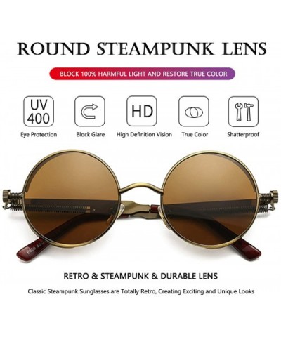 Round Steampunk Sunglasses for Men Women Gothic Glasses John Lennon Style Metal Frame 100% UV Blocking Lens - C919DIE5RUS $9....