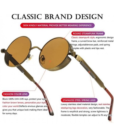 Round Steampunk Sunglasses for Men Women Gothic Glasses John Lennon Style Metal Frame 100% UV Blocking Lens - C919DIE5RUS $9....