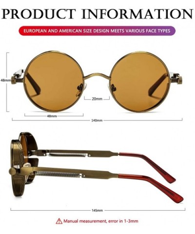 Round Steampunk Sunglasses for Men Women Gothic Glasses John Lennon Style Metal Frame 100% UV Blocking Lens - C919DIE5RUS $9....