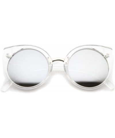 Women's Fashion Round Iridescent Mirror Lens Cat Eye Sunglasses 55mm - Clear-silver / Silver Mirror - C712J18FD8R $6.29 Cat Eye