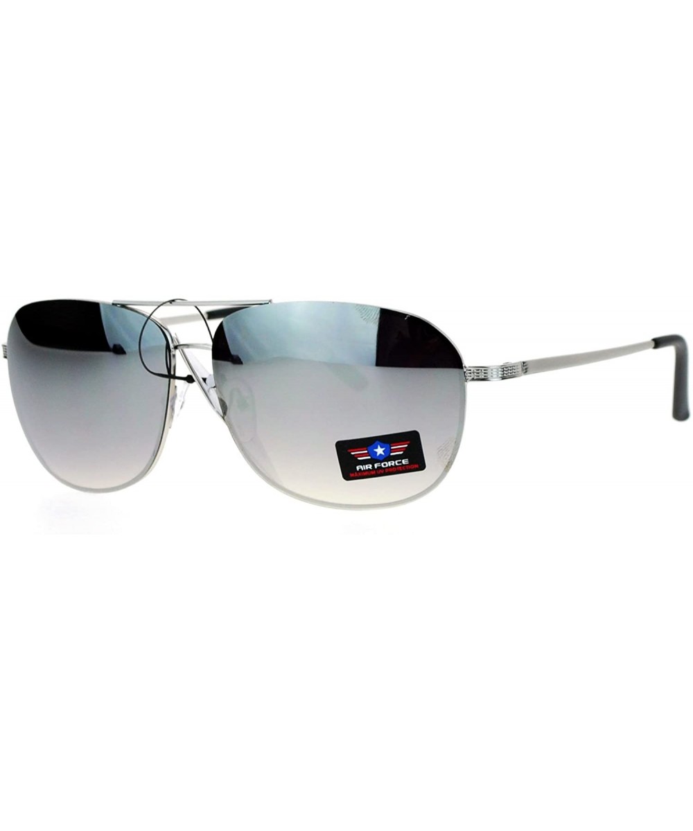 Air Force Sunglasses Rounded Square Aviators Mens Fashion UV 400 - Silver (Silver Mirror) - CW187NLSIWD $6.65 Aviator