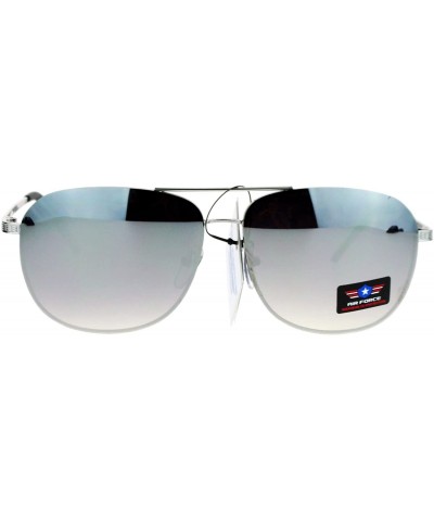 Air Force Sunglasses Rounded Square Aviators Mens Fashion UV 400 - Silver (Silver Mirror) - CW187NLSIWD $6.65 Aviator