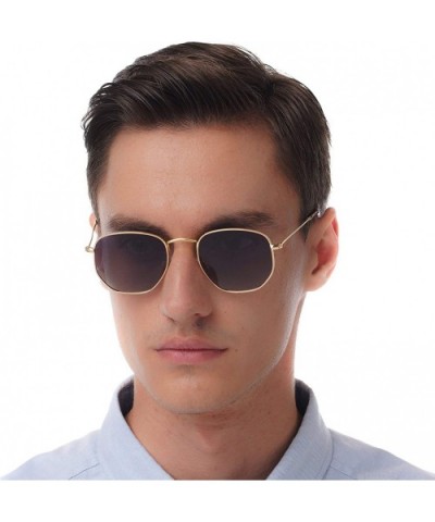Hexagonal flat lenses UV Protection polarized pattern Sunglasses Retro&Crystal nose pads for choice - CQ180NGGWUR $16.47 Aviator