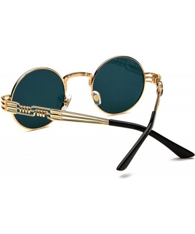 Vintage Round Metal Frame Glasses Steampunk Sunglasses for Men or Women234 - Blue-sliver - C1185U0T5MD $8.67 Round