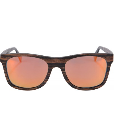 Wooden Polarized Sunglasses Retro Vintage Wood Frame Summer Eyewear-SG73007 - Ebony- Orange - C318DUIYLX0 $27.25 Aviator