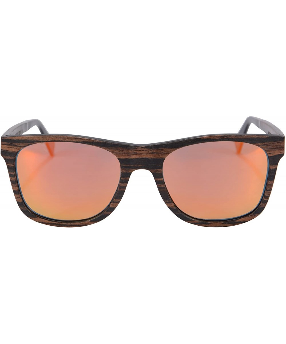 Wooden Polarized Sunglasses Retro Vintage Wood Frame Summer Eyewear-SG73007 - Ebony- Orange - C318DUIYLX0 $27.25 Aviator