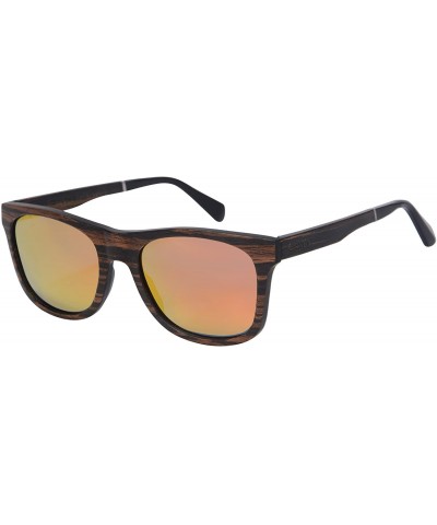 Wooden Polarized Sunglasses Retro Vintage Wood Frame Summer Eyewear-SG73007 - Ebony- Orange - C318DUIYLX0 $27.25 Aviator