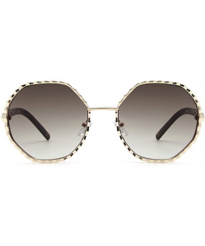 Round Hippie Metal Sunglasses for Women Man Retro Vintage Wave-shaped Sun Glasses - Brown - CQ18WLT7QAE $8.25 Rectangular