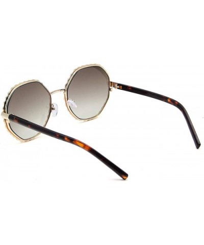 Round Hippie Metal Sunglasses for Women Man Retro Vintage Wave-shaped Sun Glasses - Brown - CQ18WLT7QAE $8.25 Rectangular