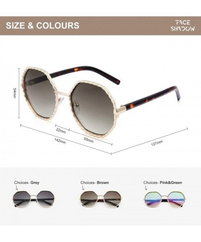 Round Hippie Metal Sunglasses for Women Man Retro Vintage Wave-shaped Sun Glasses - Brown - CQ18WLT7QAE $8.25 Rectangular