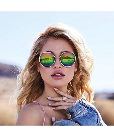 Round Hippie Metal Sunglasses for Women Man Retro Vintage Wave-shaped Sun Glasses - Brown - CQ18WLT7QAE $8.25 Rectangular