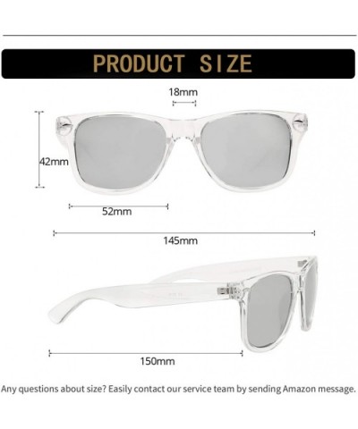 Retro Polarized Sunglasses for Men Women Brand Designer Square UV400 Lens Sun Glasses - Clear Frame/Silver Mirror - CK18OYX98...