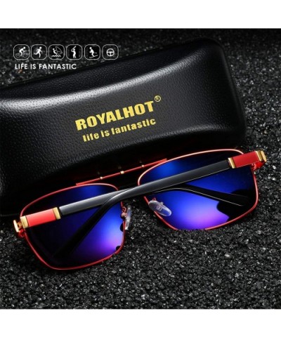 Men Square Sunglasses Polarized UV 400 Protection 60MM Fashion Shield Style Driving - Black Gold - C8192GE2CS5 $11.12 Sport