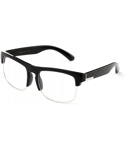 Half Metal Frame Modern Designer Fashion Clear Lens Glasses for Men - Black/Silver - CY12N08UF6H $7.62 Oval