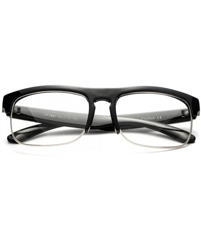 Half Metal Frame Modern Designer Fashion Clear Lens Glasses for Men - Black/Silver - CY12N08UF6H $7.62 Oval