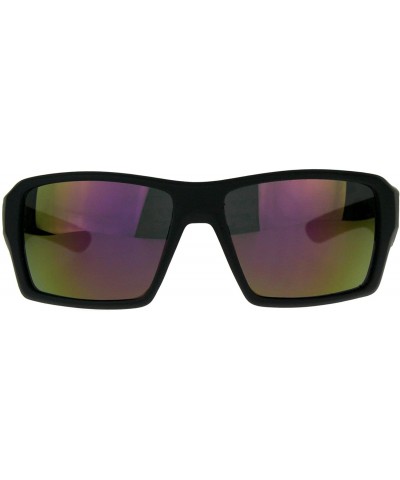 Mens Thick Plastic Rectangular Sport Warp Agent Sunglasses - Purple - C318D3OX860 $6.32 Rectangular