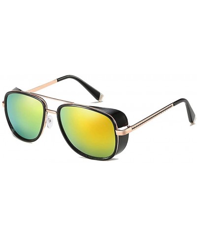 Men Women Steampunk Sunglasses Windproof Driving Frog Mirror Cover Side Shield Square Sunglasses - Golden - CP18T0CRGD5 $6.86...