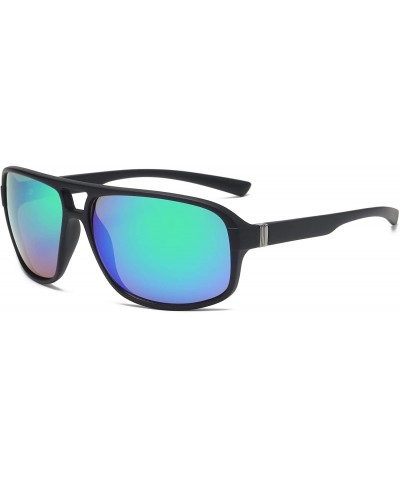 Men Ultra Light Round Rectangular Oversized Aviator Style UV Protection Shield Mirrored Sunglasses - Green - CJ18WU8Y58C $20....