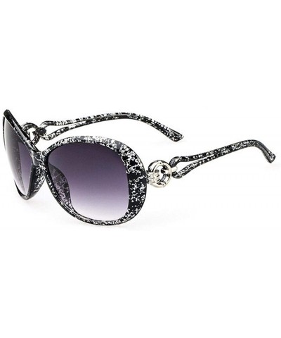 Women Fashion Oval Shape UV400 Framed Sunglasses Sunglasses - Black White - C9196IGDS62 $16.08 Oval