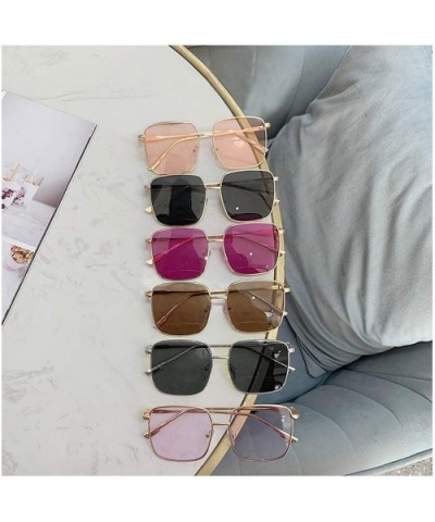 Sunglasses Women Vintage Oversized Glasses Square Shades Metal Frame Womens UV400 Eyewear Ocean Lens - Color 6 - C9197A3INTZ ...