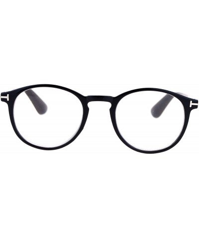 Magnified Reading Glasses Round Keyhole Fashion Frame Spring Hinge - Black - CW186AA7LC9 $6.05 Round