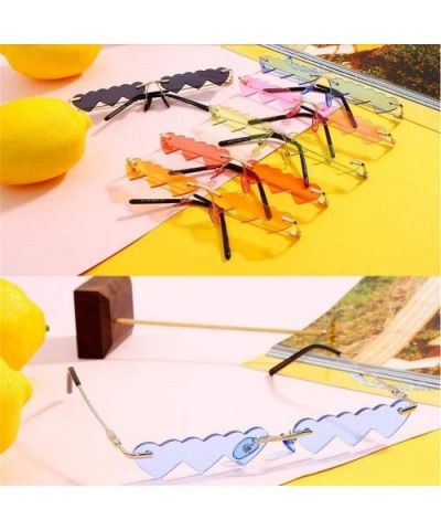 Rimless Sunglasses Fashion Rectangle Glasses - 4 Orange - CA198EZORZT $19.97 Rimless