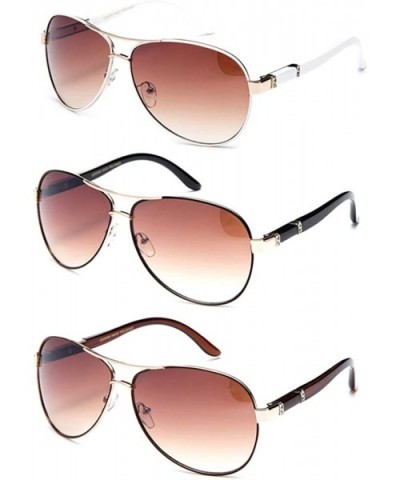 New Model Aviator Style Modern Design Fashion Sunglasses for Men and Women - 3 Pack Black-white- Brown - CY17YSRGRKE $13.70 A...