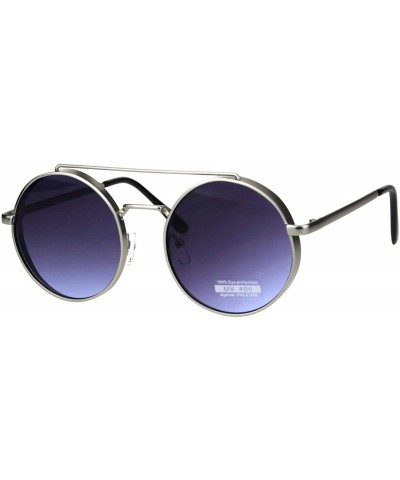 Round Circle Frame Sunglasses Womens Retro Fashion Shades UV 400 - Silver (Purple Blue) - CS18NK9QXYR $7.44 Round