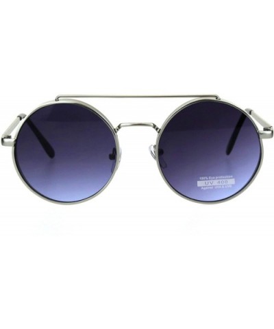 Round Circle Frame Sunglasses Womens Retro Fashion Shades UV 400 - Silver (Purple Blue) - CS18NK9QXYR $7.44 Round