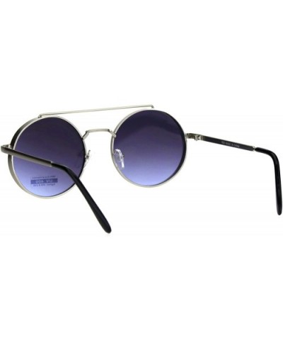 Round Circle Frame Sunglasses Womens Retro Fashion Shades UV 400 - Silver (Purple Blue) - CS18NK9QXYR $7.44 Round