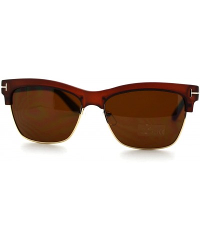 Unisex Fashion Sunglasses Matted Top Rectangular Designer Frame - Brown - CJ11AR01HLF $5.25 Rectangular