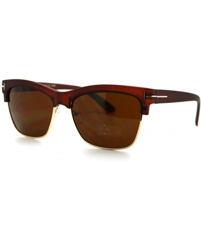 Unisex Fashion Sunglasses Matted Top Rectangular Designer Frame - Brown - CJ11AR01HLF $5.25 Rectangular