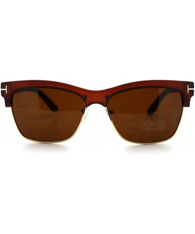 Unisex Fashion Sunglasses Matted Top Rectangular Designer Frame - Brown - CJ11AR01HLF $5.25 Rectangular