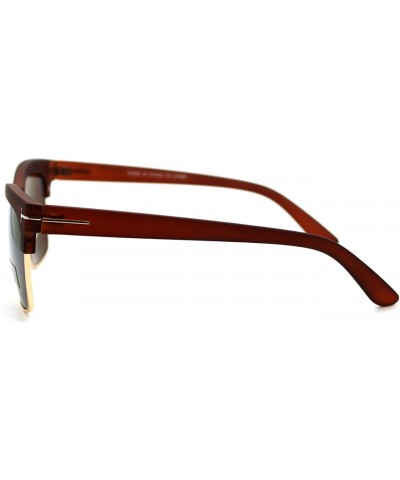 Unisex Fashion Sunglasses Matted Top Rectangular Designer Frame - Brown - CJ11AR01HLF $5.25 Rectangular