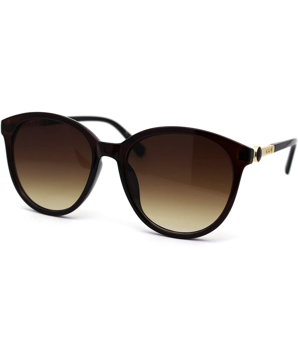 Womens Designer Fashion Round Horn Rim Sunglasses - All Brown - CY197LZ2AY0 $7.56 Round