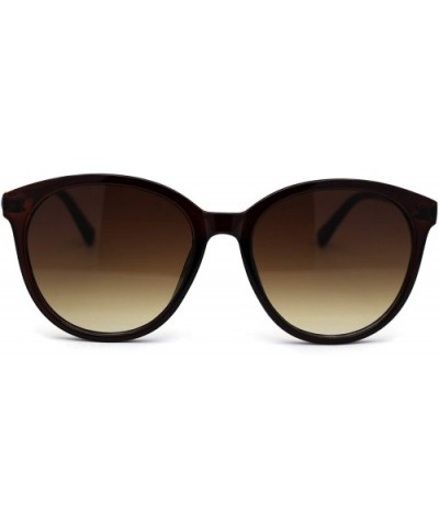 Womens Designer Fashion Round Horn Rim Sunglasses - All Brown - CY197LZ2AY0 $7.56 Round