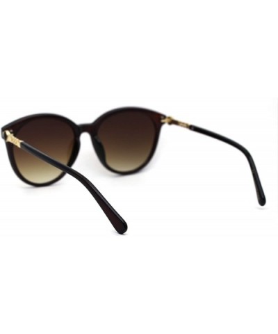 Womens Designer Fashion Round Horn Rim Sunglasses - All Brown - CY197LZ2AY0 $7.56 Round