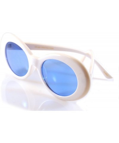 Celebrity Retro Round Oval Pop Color Tinted Sunglasses A037 A095 - Blue Tinted - C3186ICNI6I $7.67 Goggle