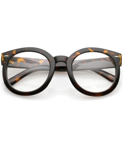 Oversize Thick Arms Round Clear Lens Horn Rimmed Eyeglasses 53mm - Tortoise / Clear - CP17YUX92ES $8.61 Round