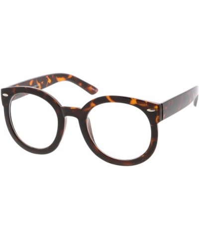 Oversize Thick Arms Round Clear Lens Horn Rimmed Eyeglasses 53mm - Tortoise / Clear - CP17YUX92ES $8.61 Round