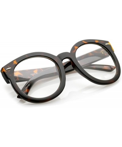 Oversize Thick Arms Round Clear Lens Horn Rimmed Eyeglasses 53mm - Tortoise / Clear - CP17YUX92ES $8.61 Round