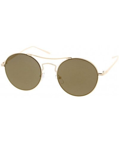 Fashion Wired Round Double Bar Flash Lens Women Sunglasses Model S60W3205 - Brown - CX183NEOWNO $7.30 Round
