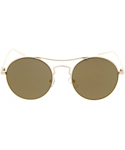 Fashion Wired Round Double Bar Flash Lens Women Sunglasses Model S60W3205 - Brown - CX183NEOWNO $7.30 Round