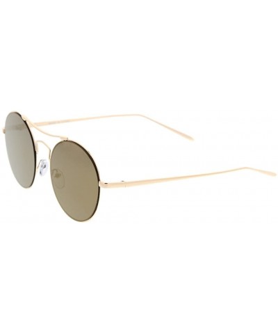 Fashion Wired Round Double Bar Flash Lens Women Sunglasses Model S60W3205 - Brown - CX183NEOWNO $7.30 Round