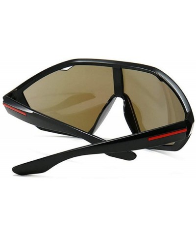 Retro Mask Shaped One-piece Sunglasses Men Women Brand Designer Vintage Wind Big Frame Sunglasses UV Protection - CV192D35677...